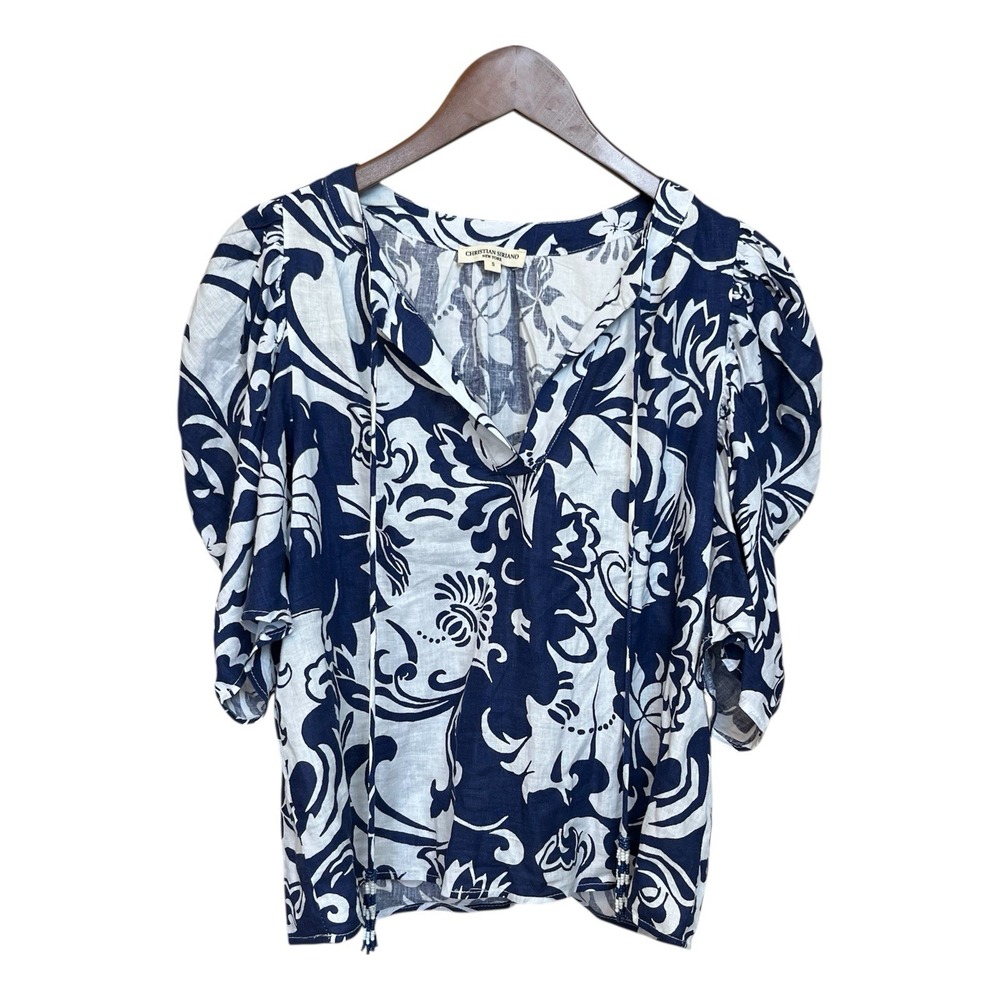 Christian Siriano Beaded Tassel‎ Floral Blouse S